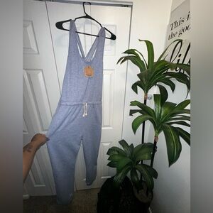 Kori Heather Blue Sleeveless Jumpsuit